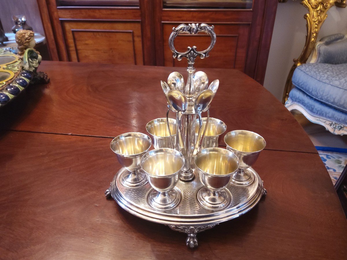 Egg Cup In Silver Metal Late 19th Or Early 20th Century-photo-3